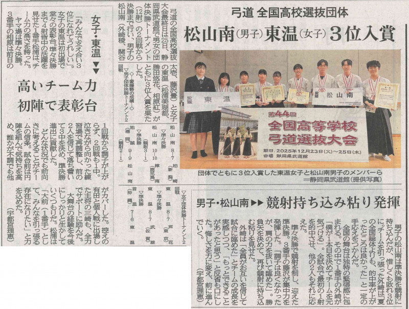 071226弓道全国選抜愛媛新聞